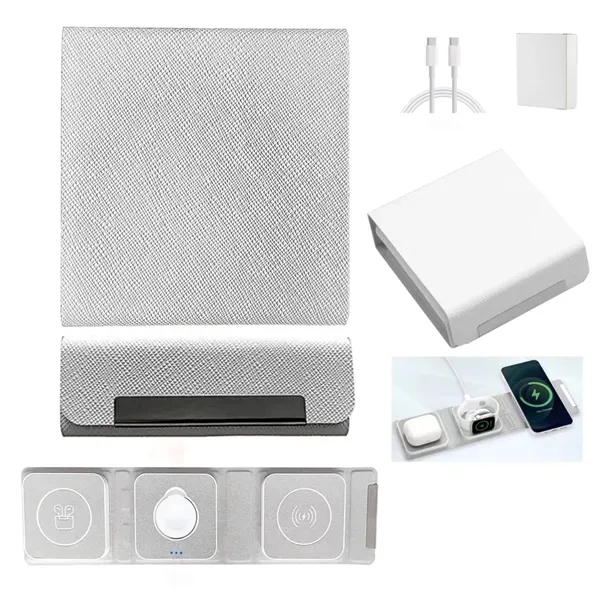 3 in 1 magnetic foldable wireless charger plus 1 color silkscreen... from ASI 37218 Athena Promo (tm)