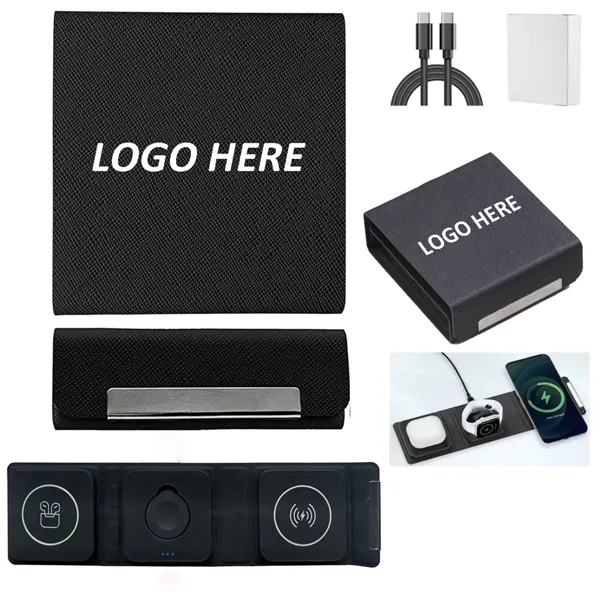 3 in 1 magnetic foldable wireless charger plus 1 color silkscreen... from ASI 37218 Athena Promo (tm)