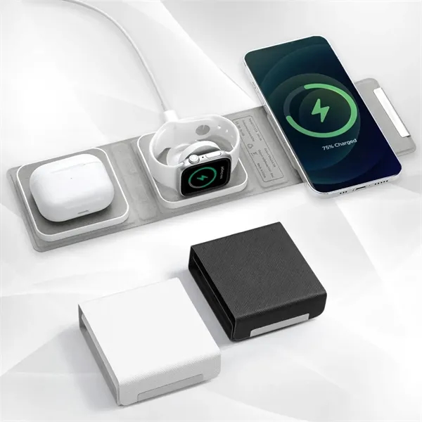 3 in 1 magnetic foldable wireless charger plus 1 color silkscreen... from ASI 37218 Athena Promo (tm)