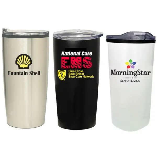 Double wall stainless steel tumbler with transparent slide lid, 20 oz.... from ASI 36988 Artek USA Inc / Artek™