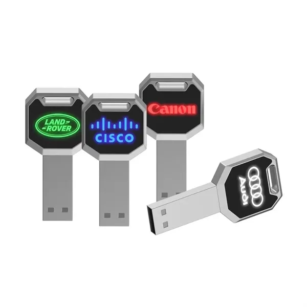 Flash drive with custom light up logo. Silver case with matching... from ASI 90859 Tempo Industries Inc / Tempo Tempoline