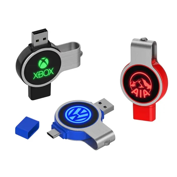 On-the-go flash drive with custom light up logo. Features both USB-A... from ASI 90859 Tempo Industries Inc / Tempo Tempoline