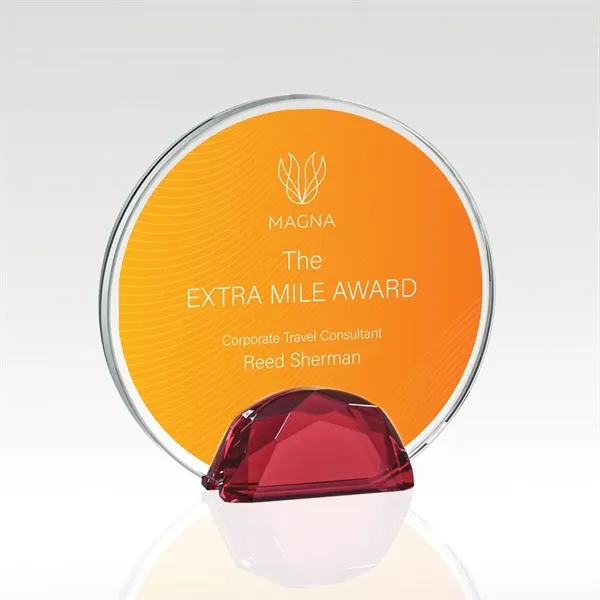 Elegant crystal award with colorful base. Customize upright with your message.... from ASI 93986 Visions/Awardcraft