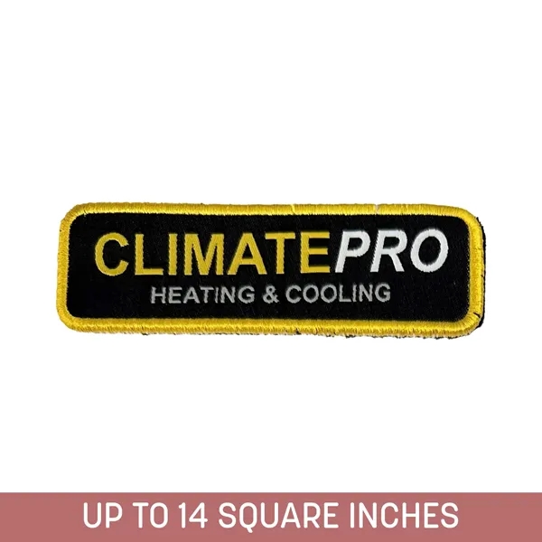 NEW! Custom Shape Woven Patch: up to 14 sq. in., 100%... from ASI 92980 WOV-IN® / Universal Strap/Wov-In Line