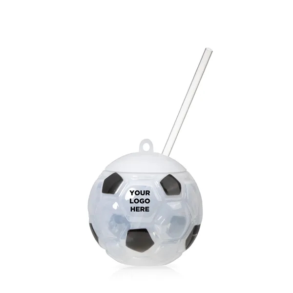 18 oz. acrylic soccer ball shaped cup with lid, straw and... from ASI 42016 Brighter Promotions Inc