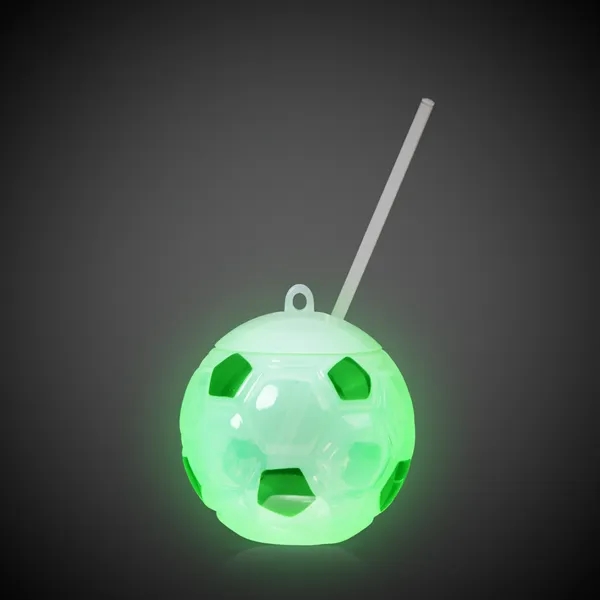 18 oz. acrylic soccer ball shaped cup with lid, straw and... from ASI 42016 Brighter Promotions Inc