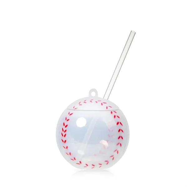 18 oz. baseball shaped plastic cup with lid, straw and 3... from ASI 42016 Brighter Promotions Inc