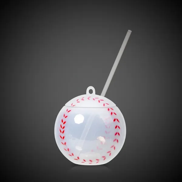 18 oz. baseball shaped plastic cup with lid, straw and 3... from ASI 42016 Brighter Promotions Inc