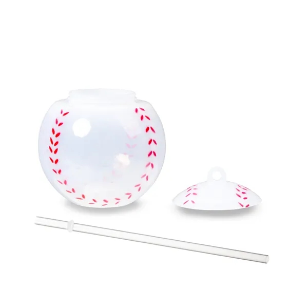 18 oz. baseball shaped plastic cup with lid, straw and 3... from ASI 42016 Brighter Promotions Inc