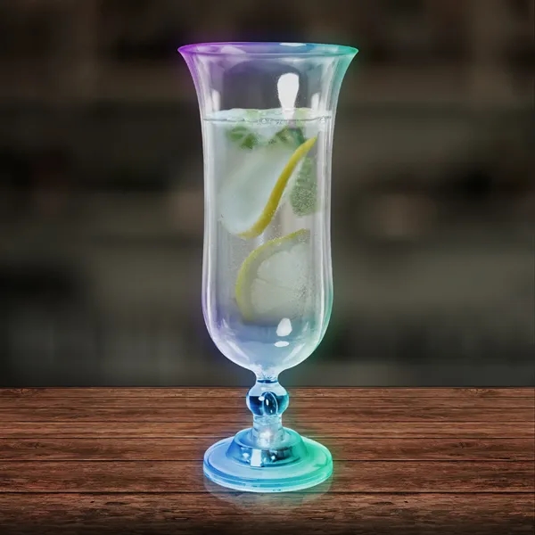 16 oz. clear plastic hurricane glass with multi-colored LED lights with... from ASI 42016 Brighter Promotions Inc
