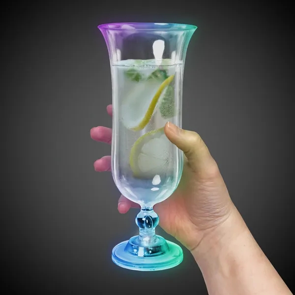 16 oz. clear plastic hurricane glass with multi-colored LED lights with... from ASI 42016 Brighter Promotions Inc