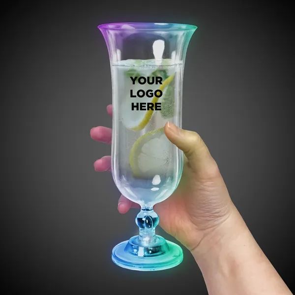 16 oz. clear plastic hurricane glass with multi-colored LED lights with... from ASI 42016 Brighter Promotions Inc