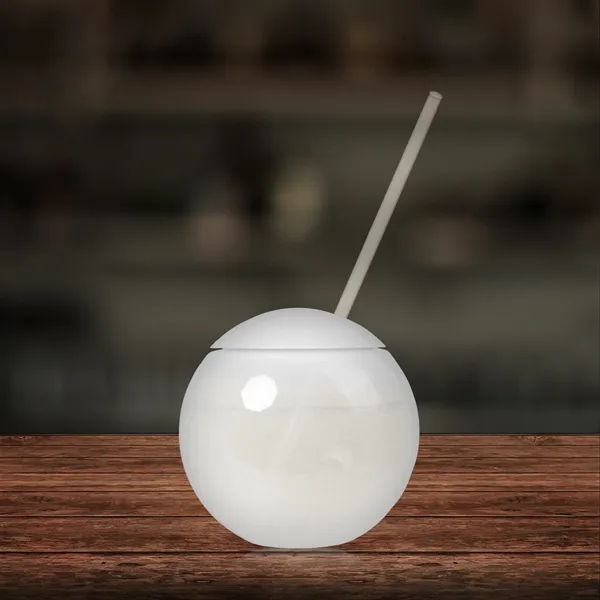 Round plastic ball-shaped 20 ounce capacity drinking tumbler with straw.... from ASI 42016 Brighter Promotions Inc