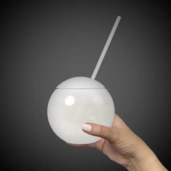Round plastic ball-shaped 20 ounce capacity drinking tumbler with straw.... from ASI 42016 Brighter Promotions Inc