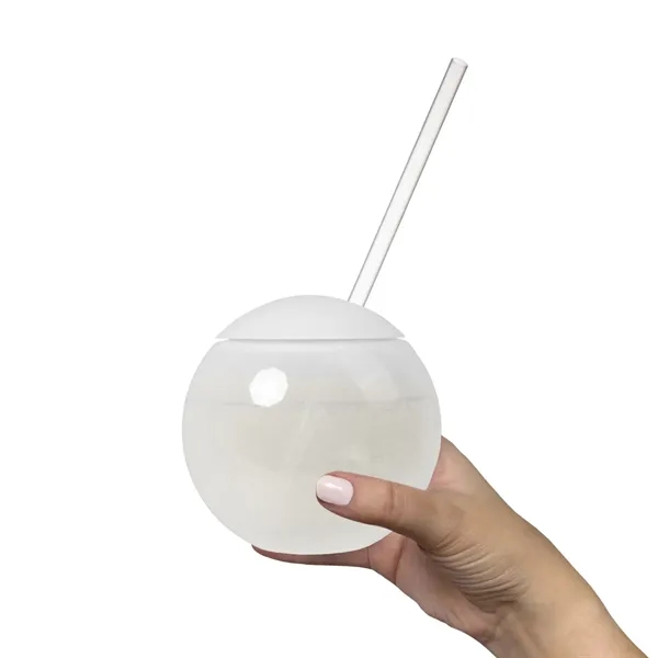 Round plastic ball-shaped 20 ounce capacity drinking tumbler with straw.... from ASI 42016 Brighter Promotions Inc