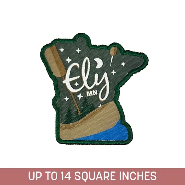 Custom shape woven label with embroidery backing and edge. Durable, 100%... from ASI 92980 WOV-IN® / Universal Strap/Wov-In Line