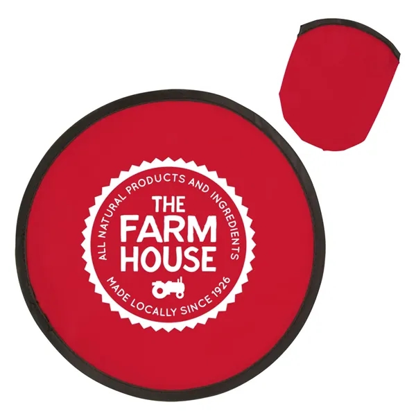 10" folding polyester flying disc with color match storage pouch.... from ASI 63549 Jornik Manufacturing Corp