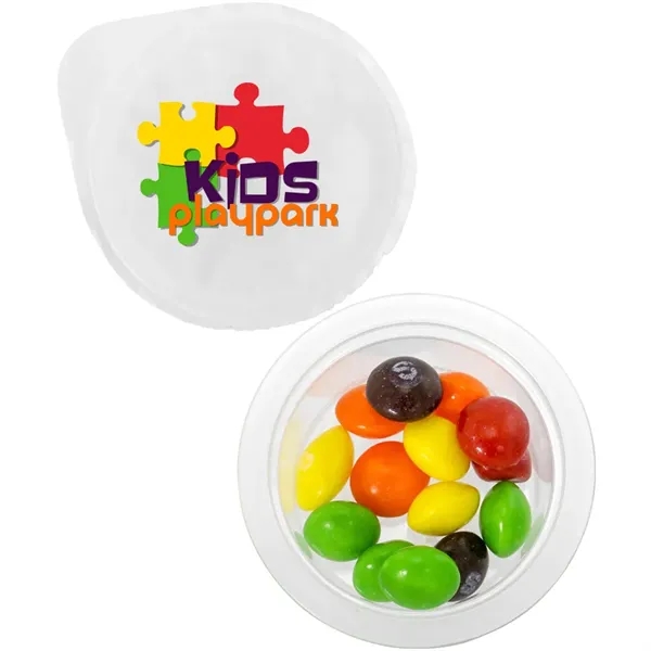 Small full color plastic cup filled with candy or snack fills.... from ASI 39552 BEL Promo