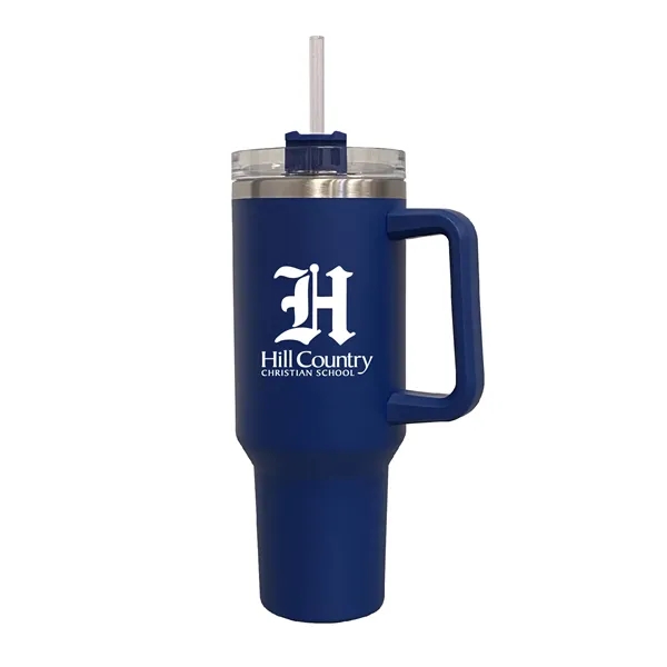40 oz stainless mug bottle w-handle lid straw... from ASI 39820 Opusline (Benmex) / Opus Line
