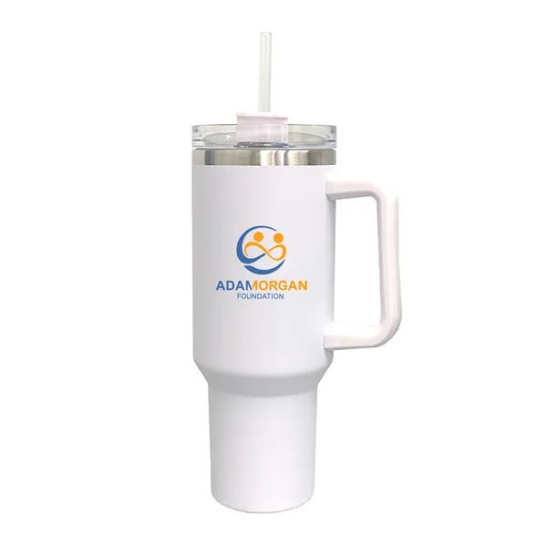 40 oz stainless mug bottle w-handle lid straw... from ASI 39820 Opusline (Benmex) / Opus Line