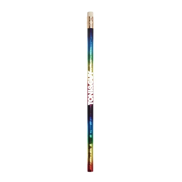 Prismatic foil wrap round wooden pencil with imprint... from ASI 37218 Athena Promo (tm)