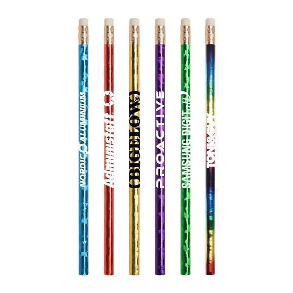 Prismatic foil wrap round wooden pencil with imprint... from ASI 37218 Athena Promo (tm)