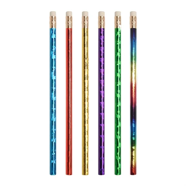 Prismatic foil wrap round wooden pencil with imprint... from ASI 37218 Athena Promo (tm)
