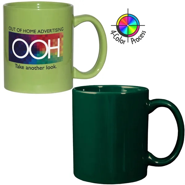 4-Color process stoneware mug with c-shaped handle, holds 11 ounces.... from ASI 80093 Pyrographics / Pyrographics Line
