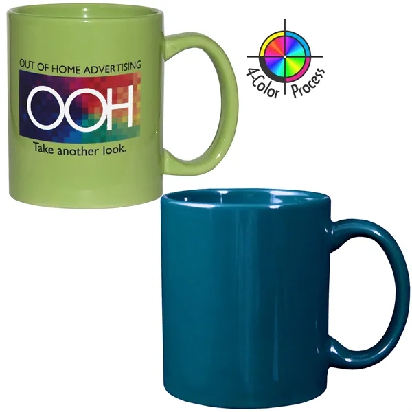 4-Color process stoneware mug with c-shaped handle, holds 11 ounces.... from ASI 80093 Pyrographics / Pyrographics Line