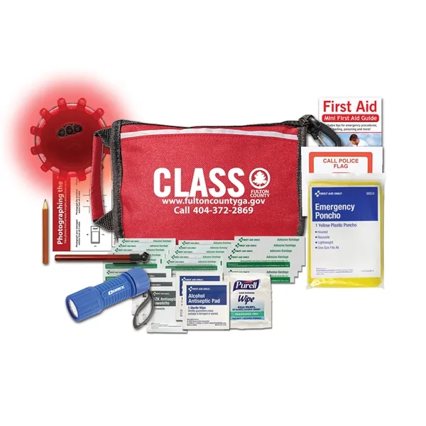 Auto kit with an LED safety flare, magnetic base, first aid... from ASI 84514 Safety Made