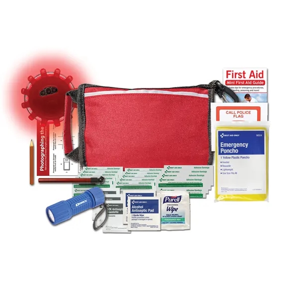 Auto kit with an LED safety flare, magnetic base, first aid... from ASI 84514 Safety Made