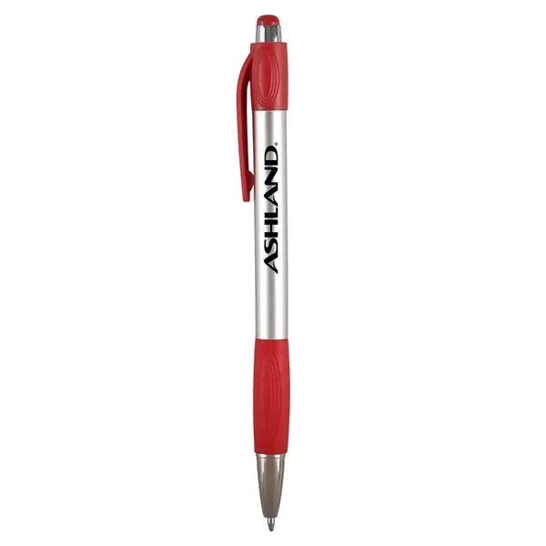 Plunger action ballpoint pen with grip accent, black medium point and... from ASI 52840 Evans Manufacturing