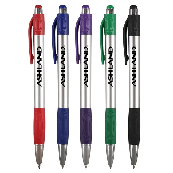 Plunger action ballpoint pen with grip accent, black medium point and... from ASI 52840 Evans Manufacturing