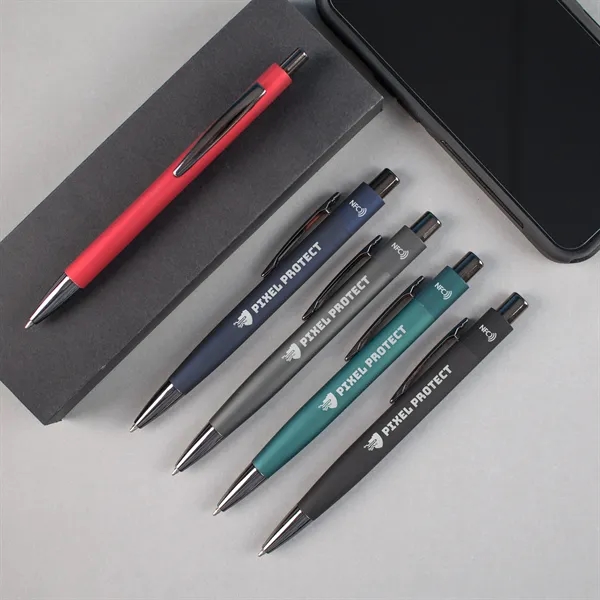 An executive metal ballpoint pen featuring quick-scan wireless data transfer technology,... from ASI 61966 HPG / Hub Pen