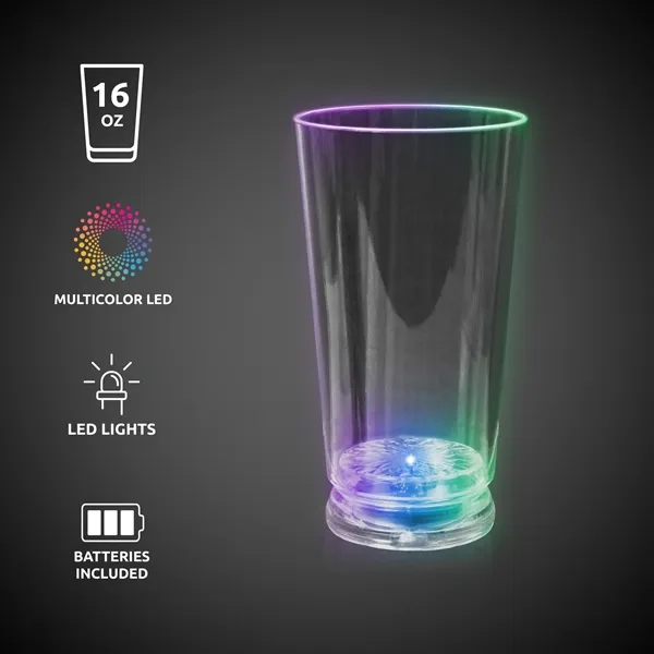 16 oz. clear plastic pint glass with your choice of LED... from ASI 42016 Brighter Promotions Inc
