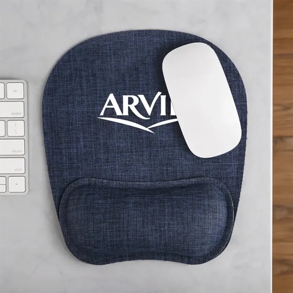 Ergonomic mouse pad made with rPET and rubber backing.... from ASI 52840 Evans Manufacturing