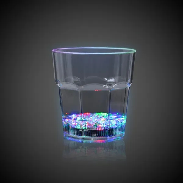 8 oz. clear plastic rocks glass with built-in, flashing multi-colored LED... from ASI 42016 Brighter Promotions Inc