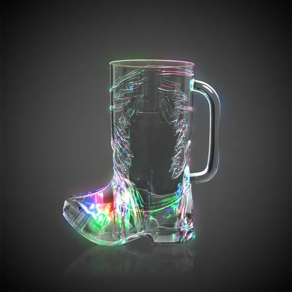 16 oz. clear plastic cowboy boot shaped drinking glass with built-in... from ASI 42016 Brighter Promotions Inc / Chemical Light™ Liquid Light