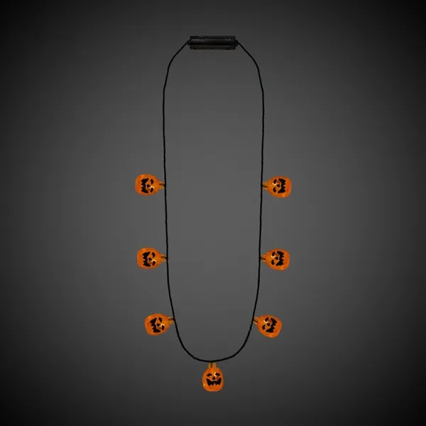 34" Jack-O-Lantern Halloween necklaces with seven light up LED charms.... from ASI 42016 Brighter Promotions Inc