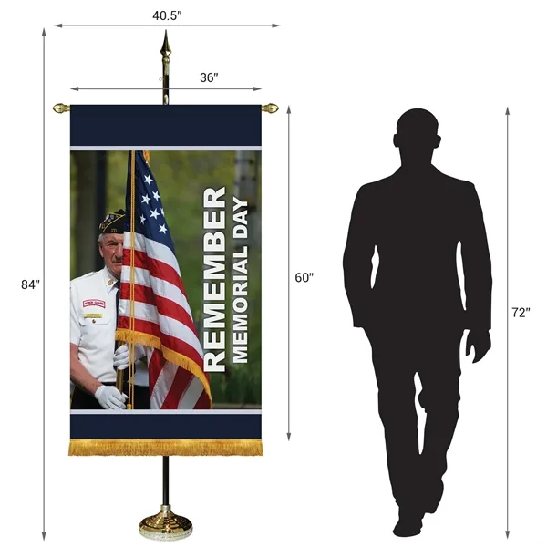 36" x 60" Premium Custom Digitally Printed Gonfalon Straight Cut Banner... from ASI 80228 Quinn