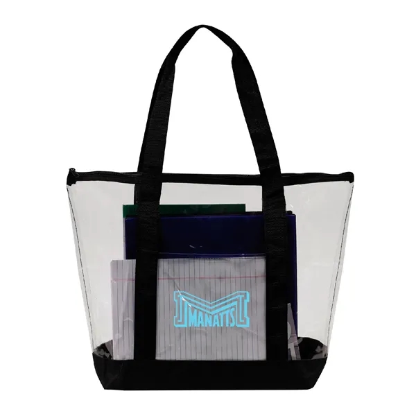 Clear PVC tote bag with full zipper top gusset, front clear... from ASI 39820 Opusline (Benmex) / Opus Line