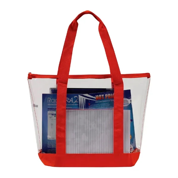 Clear PVC tote bag with full zipper top gusset, front clear... from ASI 39820 Opusline (Benmex) / Opus Line