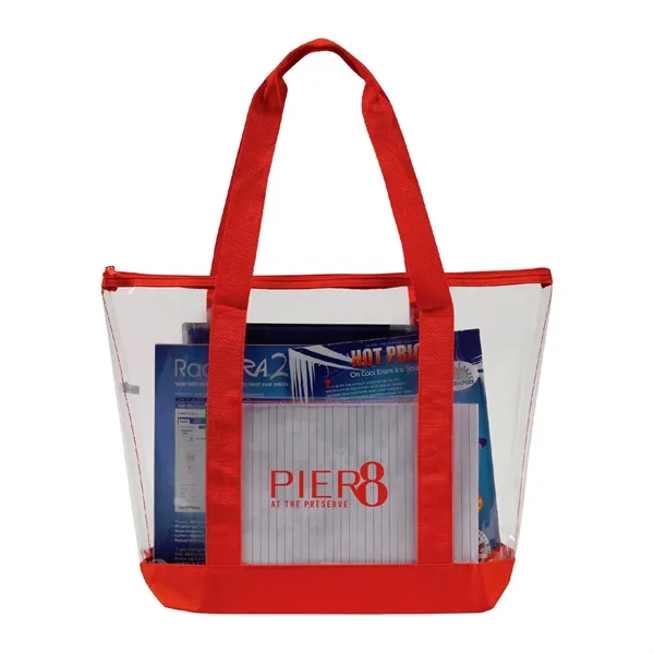 Clear PVC tote bag with full zipper top gusset, front clear... from ASI 39820 Opusline (Benmex) / Opus Line