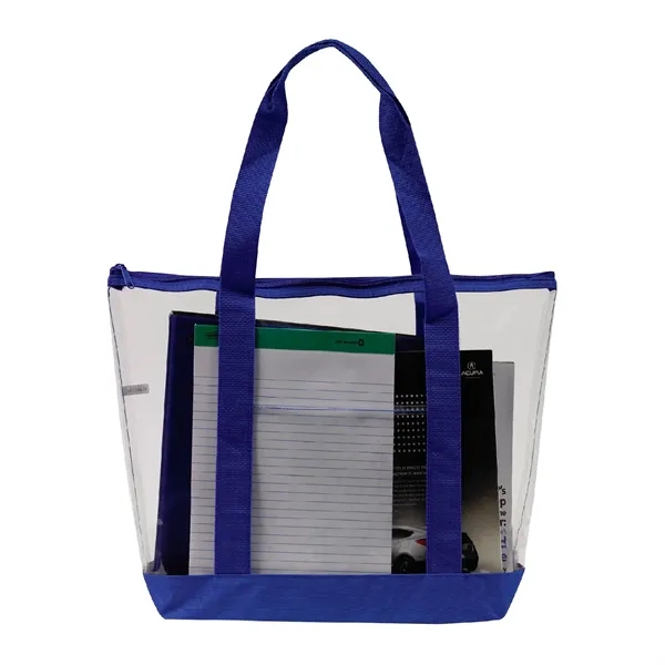 Clear PVC tote bag with full zipper top gusset, front clear... from ASI 39820 Opusline (Benmex) / Opus Line
