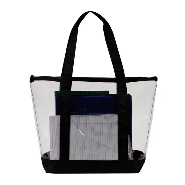 Clear PVC tote bag with full zipper top gusset, front clear... from ASI 39820 Opusline (Benmex) / Opus Line