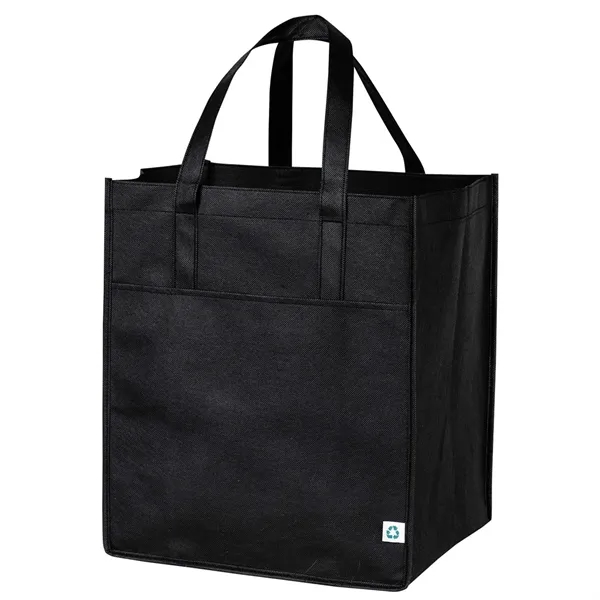 Non-woven shopping tote with large main compartment, open front slip pocket,... from ASI 39820 Opusline (Benmex) / Opus Line