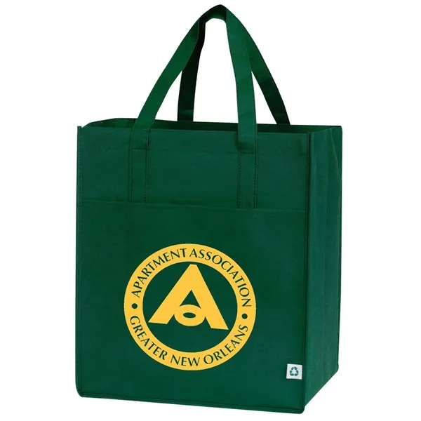 Non-woven shopping tote with large main compartment, open front slip pocket,... from ASI 39820 Opusline (Benmex) / Opus Line