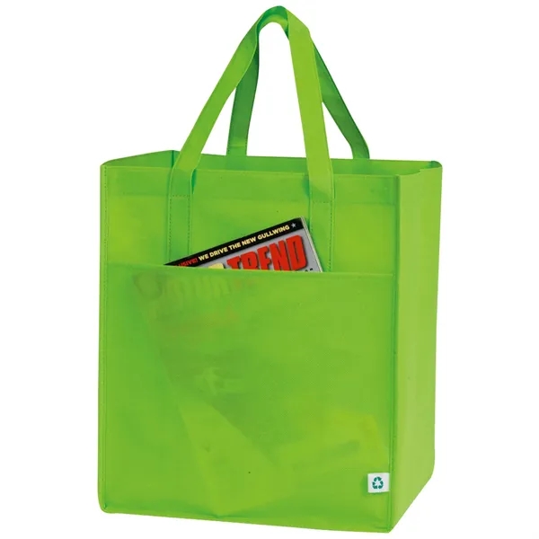 Non-woven shopping tote with large main compartment, open front slip pocket,... from ASI 39820 Opusline (Benmex) / Opus Line