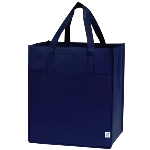 Non-woven shopping tote with large main compartment, open front slip pocket,... from ASI 39820 Opusline (Benmex) / Opus Line