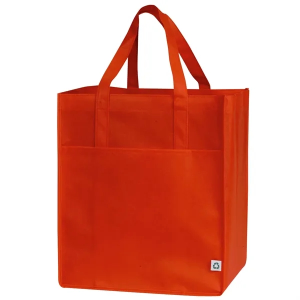 Non-woven shopping tote with large main compartment, open front slip pocket,... from ASI 39820 Opusline (Benmex) / Opus Line